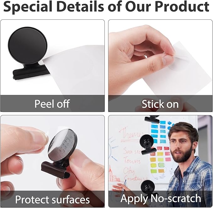 VNDUEEY 50 Pack Fridge Magnets Refrigerator Magnets, Magnetic Clips for Whiteboard Locker, Magnetic Paper Clips, Paperclip Dispenser Magnet Clips for Desk, School, Office (Black)