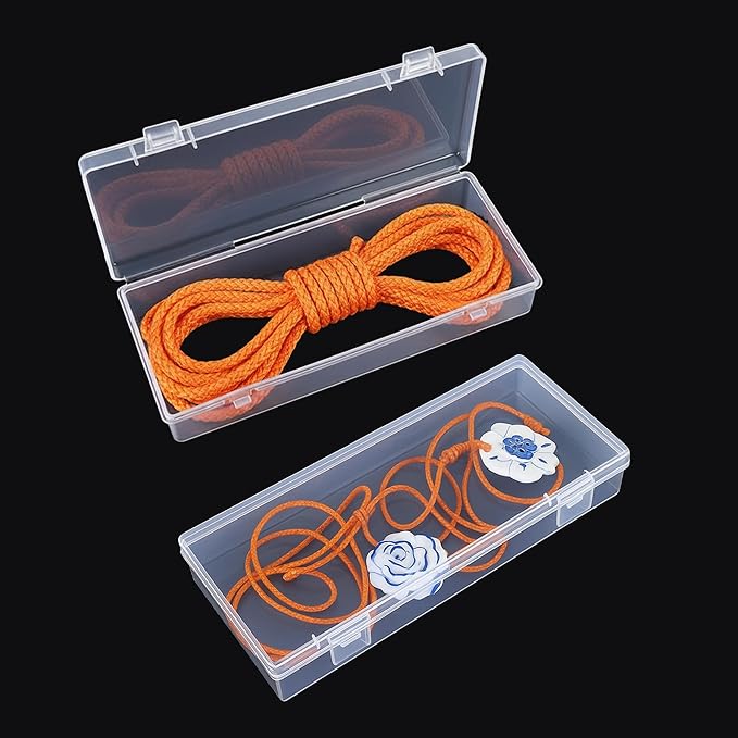 Small Bead Organizers-6 Pieces Plastic Storage Cases Mini Clear Bead Storage Containers Transparent Boxes with Hinged Lid and Rectangle Clear Craft Supply Case DIY project Label Stickers