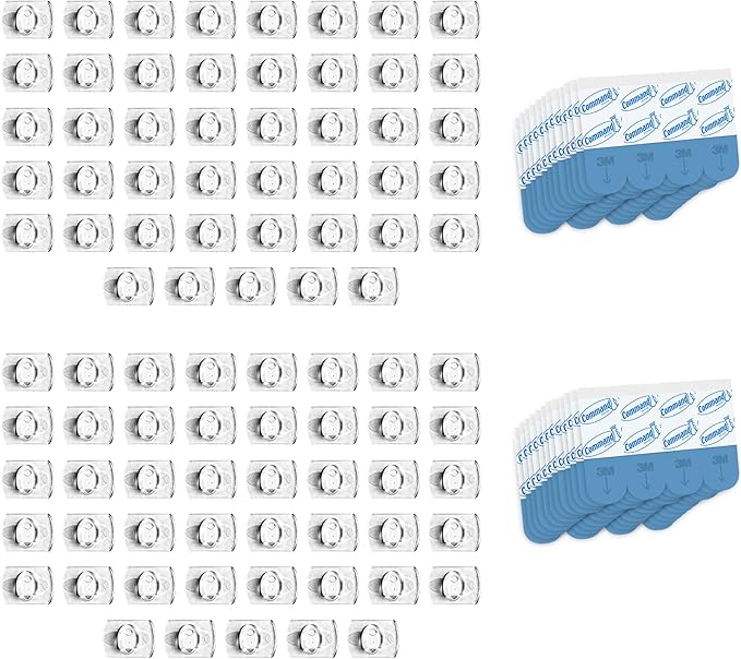 Command Indoor Mini Light Clips, Damage Free Hanging Christmas Lights, Mini Wall Clips for Hanging Indoor Christmas Decorations, Lights and Cables, 90 Count