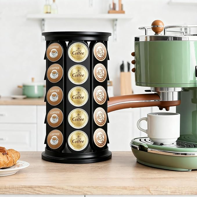 Coffee Pod Holder, Rotating Coffee Pod Organizer for 40 K-Cup Pods - 360° Carousel Holder for Keurig Capsules, Large Capacity Storage for Home or Office Counter Organizer