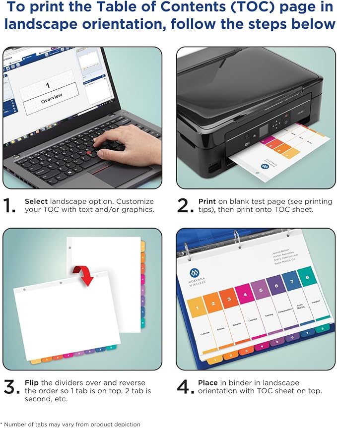 Avery Jan-Dec Dividers for 3 Ring Binders, 12 Tabs per Set, Customizable Table of Contents, Multicolor Tabs, Great for Organizing Reports, Projects, and More (3 Sets of 44128)