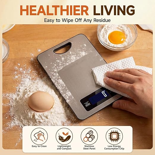 Food Scale, Digital Food Scale, Kitchen Scale with Hang Loop, 11lb Precise Baking Scale, Stainless Steel–High Precision Digital Scale for Food, Measures Grams, Ounces, Perfect for Home Cooking Baking