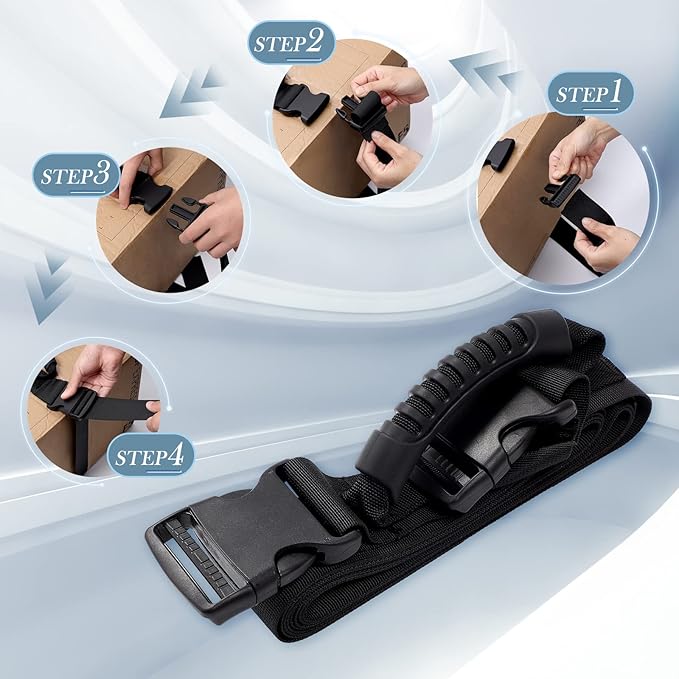 Box Carrying Strap with Handle, Handheld Belt for Safely Moving and Lifting Heavy Boxes, Adjustable Belt, Cross Style Carry Straps, Suitable for Groceries, Luggage (118.1 inch)