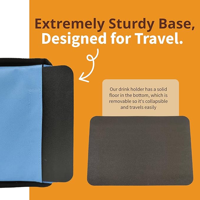 Reusable Drink Carrier with Handle, Foldable 6 Cup Drink Holder Carrier for Delivery, Coffee Cup Carrier, Portable Cup Holder Bag for Drinks, to Go Beverage Drink Organizer (Baby Blue)