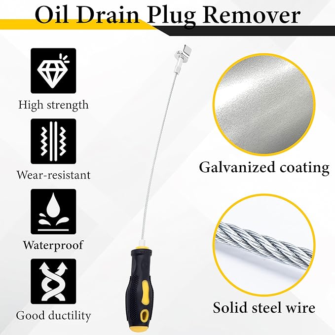 ecocstm Strong Magnetic Oil Drain Plug Remover Tool, Oil Drain Plug Remover Instrument, Anti Scald Sump Plug Removal Tool, Universal Flexible Oil Plug Removal Tool (14 Inch)