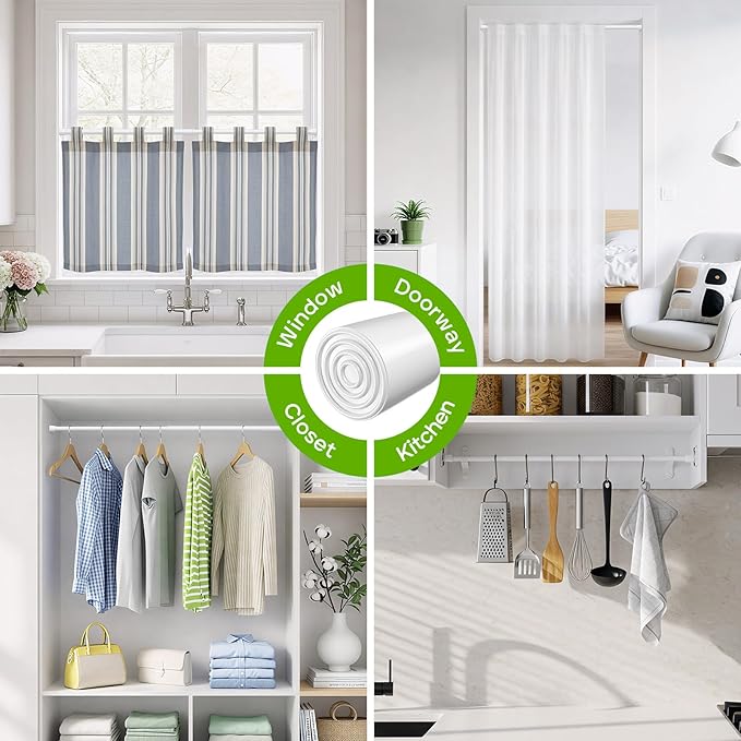 Spring Tension Rods 33-59 Inches Adjustable White No Drill Spring Loaded Curtain Rod Small Short Tension Curtain Rod Expandable Tension Rod for Windows,Kitchen,Doorway,Bathroom,Cupboard Bars
