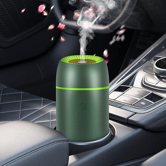 Car Diffuser for Essential Oils Portable Mini Ultrasonic Mist Humidifier 100ml USB Aromatherapy Diffuser Freshener with Colorful Lights for Small Space Home Office Bedroom (Green)