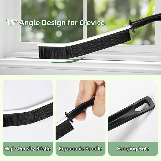 Crevice Cleaning Brush, Hard Bristle Cleaning Tool with Scraper, Grout Brush kit for Bathroom, Kitchen, Sink, Faucet, Window Grooves, Bottles, Blenders, 12Pcs