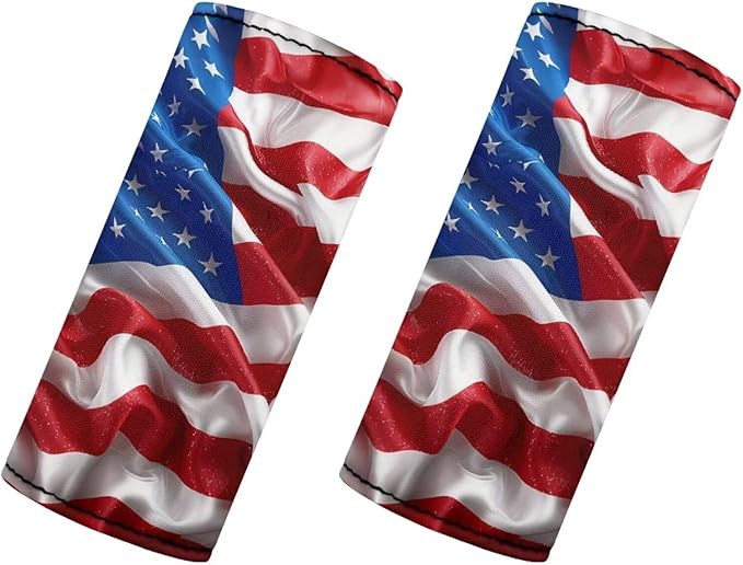 KUIFORTI Patriotic Flag Luggage Handle Wraps for Suitcase 2 Pack Door Handle Protection Sleeve Cover Neoprene Travel Accessories