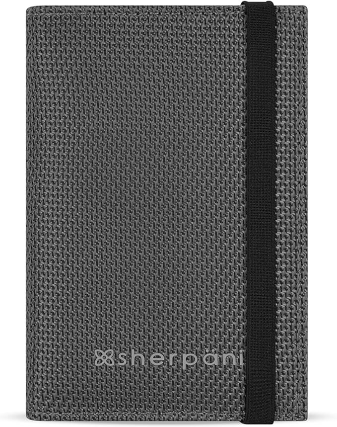 Sherpani Vienna, RFID Blocking Passport Holder, Travel Passport Cover Wallet, Travel Documents Organizer Protector for Women, Travel Gift (Granite Signature)
