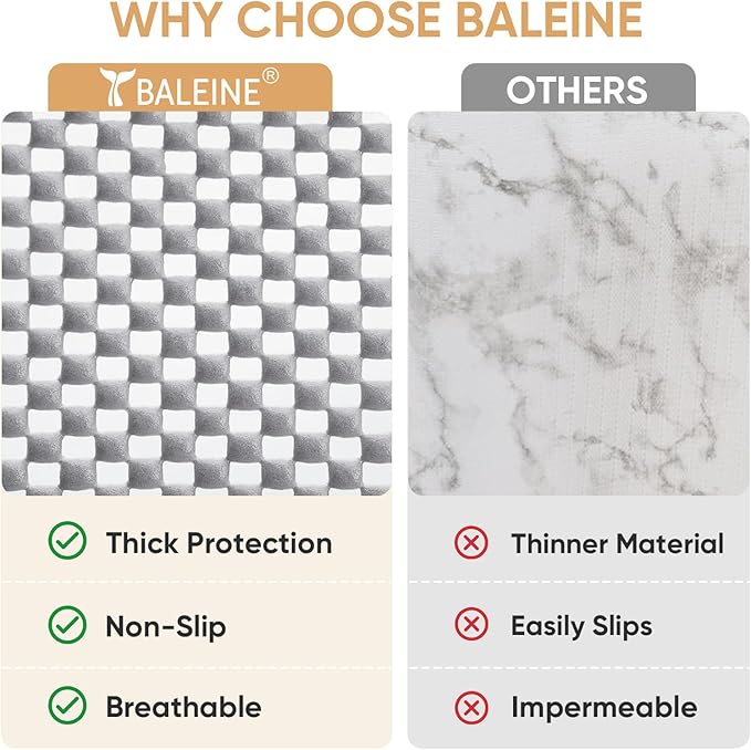 BALEINE Cabinet Liner, Drawer and Shelf Liner for Kitchen Cabinets Non-Adhesive, Non-Slip Protect Desks, Cupboard, Drawers, Shelves, Tableware (12 in x 20 Ft, Black)