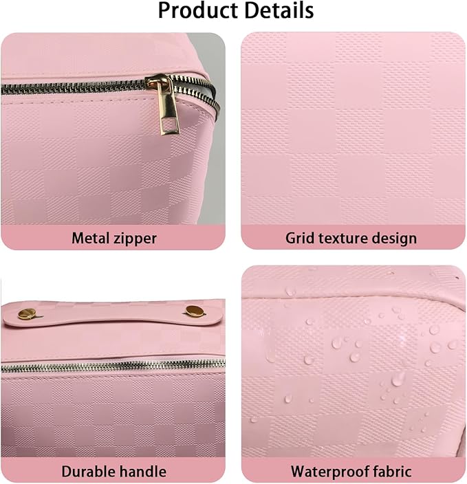 Travel Makeup Bag,Large Capacity Cosmetic Bags for Women,Waterproof Portable Pouch Open Flat Toiletry Bag Pattern Makeup Bag