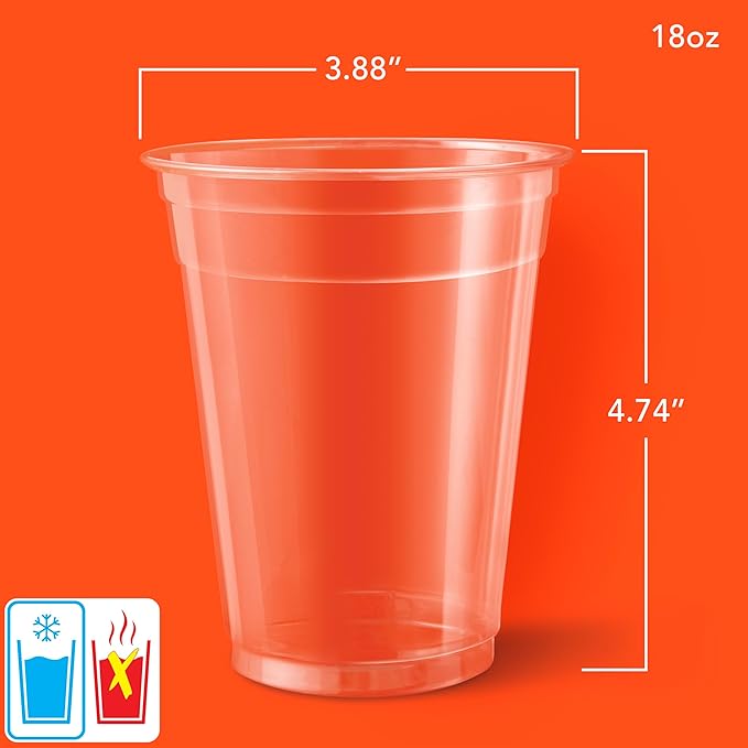 Hefty Party Perfect Clear Plastic Cups, Large Clear Party Cups for Easy Cleanup and Large Gatherings, Recyclable, 18 Ounce, 28 Count (Pack of 2)