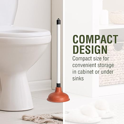 LDR 512 3210A Toilet Sink and Drain, Plastic Handle Rubber Cup Removes Clogs for Bathrooms, Kitchens, Baths, Showers, Powerful Commercial and Residential, Flat Plunger