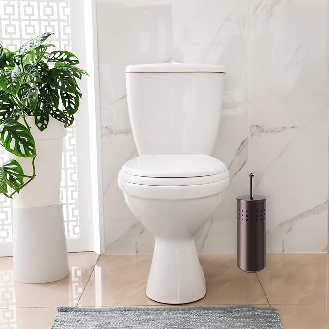 Blue Donuts Toilet Plunger with Holder for Bathroom, Multi Drain Suitable Also for Bathtubs, Quick Dry, Bronze