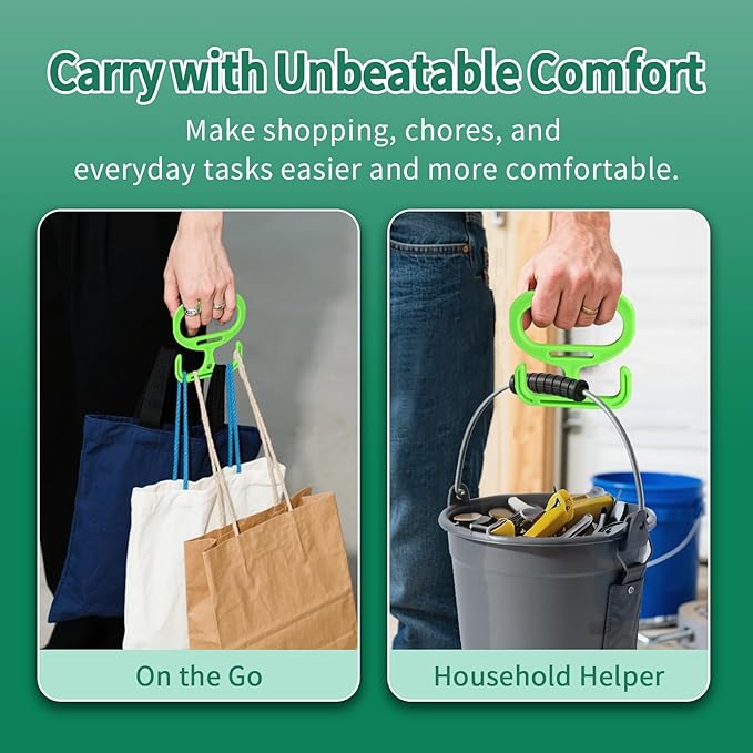 2-Pack Grocery Bag Carrier, Heavy Duty Grocery Bag Holder, Each Holds Up to 100lbs – Comfortable Grip for Carrying Shopping Bags, Grocery Bags, Buckets & More, Reusable & Easy to Carry