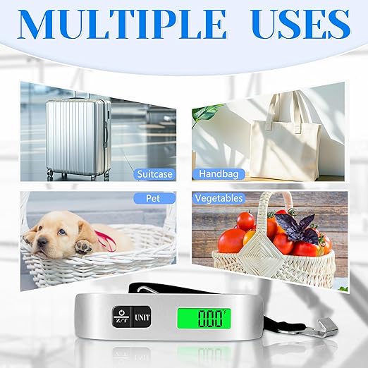 Luggage Scale, 110lb Luggage Weight Scale with 4 Unit Switching Functions & LED Display, Luggage Scale Travel Digital for Weighing Luggage, Backpacks, Packages and Markets