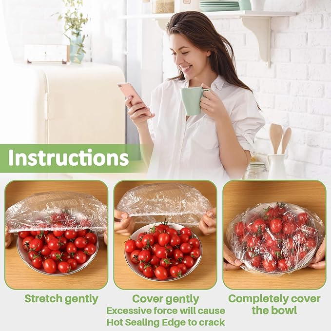 MAQIHAN 200 Bowl Covers Bread Proofing - Extra Large Plastic Wrap for Food Sourdough Bread Baking Rising Elastic Reusable Plate Covers Outdoor Food Fresh Keeping Bags Shower Cap Hair Deep Conditioning