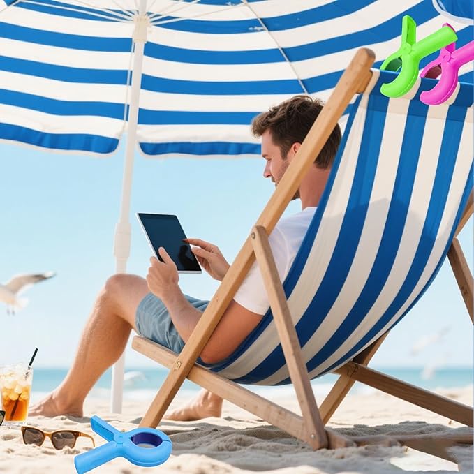 16 Pcs Beach Towel Clips for Beach Chairs, Towel Holder for Beach Chair Pool Chair on Cruise, Jumbo Size Heavy Duty Clothes Pins, Beach Chair Clips to Keep Your Towel from Blowing Away. (16)