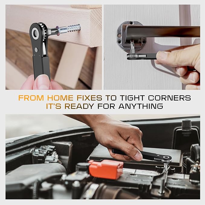 Right Angle Screwdriver Set: Mini Ratchet Screwdriver with Low Profile Offset Handle, Tamper Proof Torx, Hex Bits, Square Drive Bit, EDC Tool Set for Tight Spaces, Christmas Gifts for Men Dad Husband