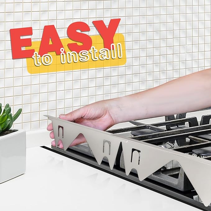 Stove Gap Covers Stainless Steel, 2 Pack Stove Gap Filler Easy Retractable Length 13.8" to 27.5", Width 0.79" ALMCALS Range Trim Kit, Heat Resistant Guard Between Stove Top & Counter