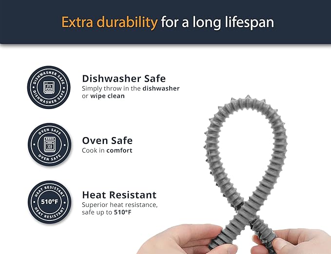 Silicone Oven Rack Shields by Linda’s Essentials (3 Pack) | Heat Resistance Silicone Oven Rack Protectors Guards Against Burns and Scars | 14 Inches Long (Gray)