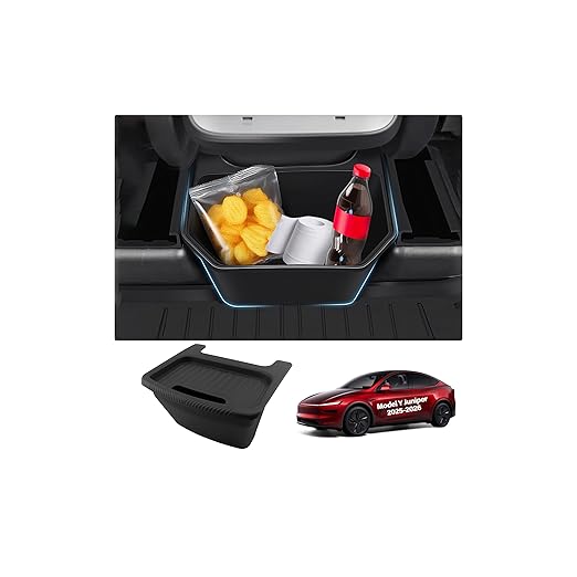 cybtkcar for Tesla Trash Can Model Y Refreshed Juniper Accessories 2020-2026 Rear Center Console Organizer Car Trash Can with Lid Model Y Backseat Storage TPE Under Seat Garbage Can 2nd Row Bin