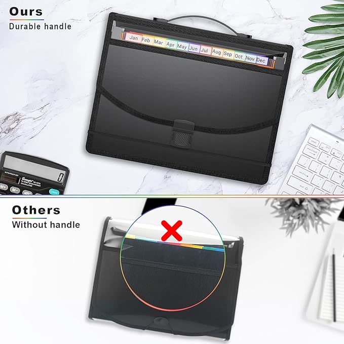 25 Pockets Expanding File Folder Accordion File Organizer with Handle,Fun Storage Portable Document Organizer File Box Filing Organizer for Home School Office Traveling, A4 and Letter Size