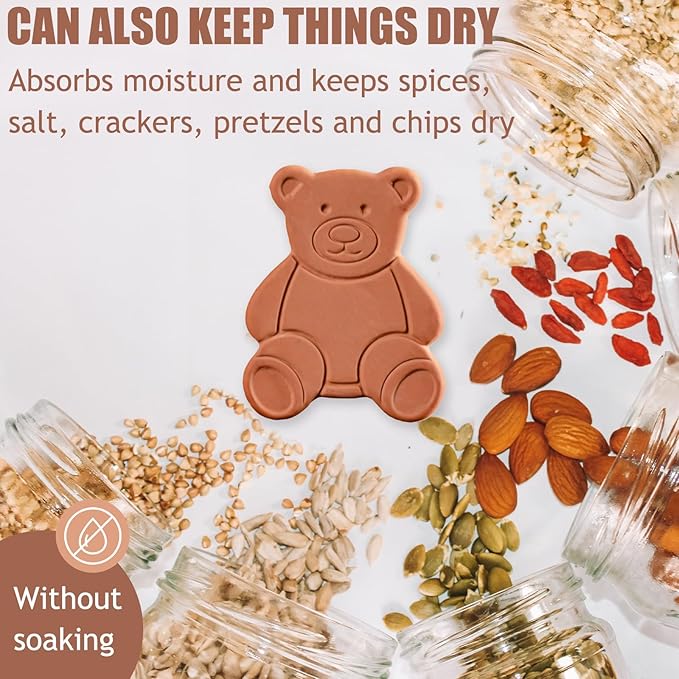 2PCS Terracotta Brown Sugar Keeper Bear Brown Sugar Saver and Softener Disc to Maintain Food Moisture in Storage Container (Bear)
