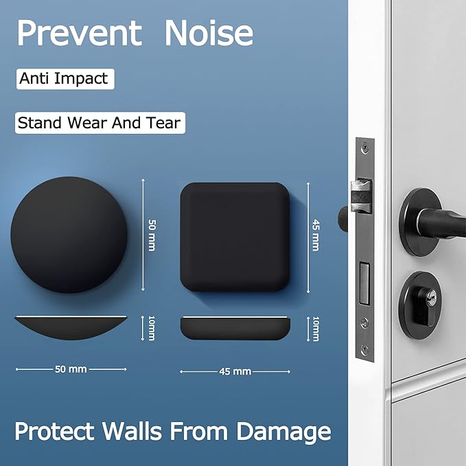 XoYoZo Door Stoppers Wall Protector Buffer Guard Doorknob Door Handle Bumper Self Adhesive Silencer Soft Rubber Crash Pad for Home Office