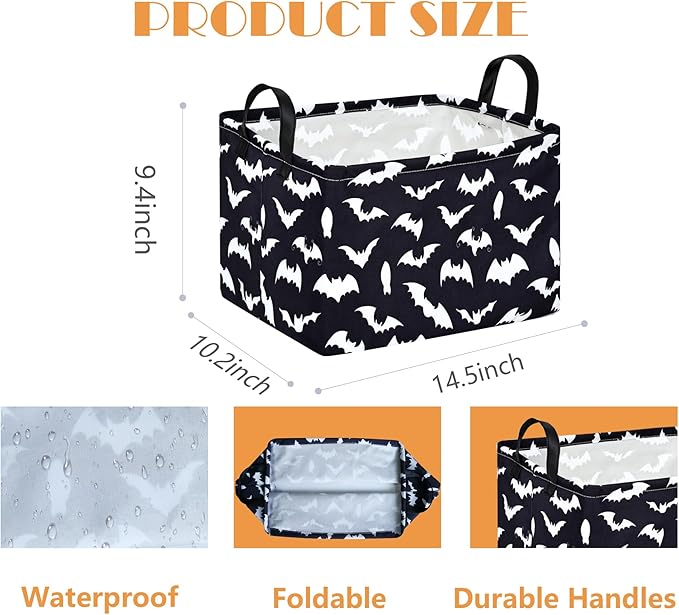 Halloween Storage Basket Pumpkin Ghost Gift Basket for Kids Foldable Toy Box Waterproof Organizer Bin Laundry Nursery Hamper for Home Office Dorm Closet Shelf