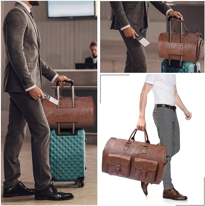 seyfocnia Convertible Travel Garment Bag, Carry-on Garment Duffel Bag for Men and Women - 2-in-1 Hanging Suitcase Suit Business Travel Bag