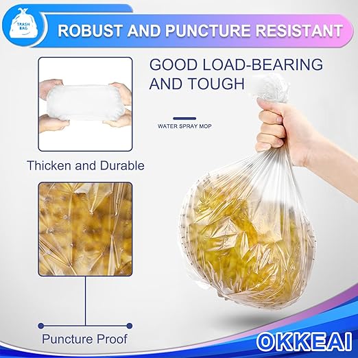 OKKEAI 3 Gallon Small Trash Bags 120 Counts White Garbage Bags Small Bathroom Trash Can Bags 10L Wastebasket Liners for Home Office Kitchen, White, fit 10L-15L Cans