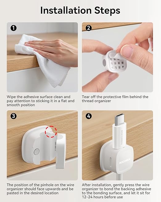 18-Pack Magnetic Cable Clips Cord Organizer-Cable Smooth Adjustable, Rocoren Desk Cable Management Accessories,Cable Holder Clips Wire Holder Keeper for Desktop,Nightstand,Wall,Home Office,Phone,Car