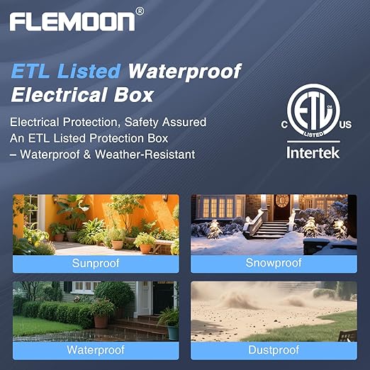 Flemoon Outdoor Electrical Box with Transparent Lid, IP54 Waterproof Box with Clear Cover for Photocell Light Sensor Timer, Power Strip, Outlet, Plug, Socket, Orange