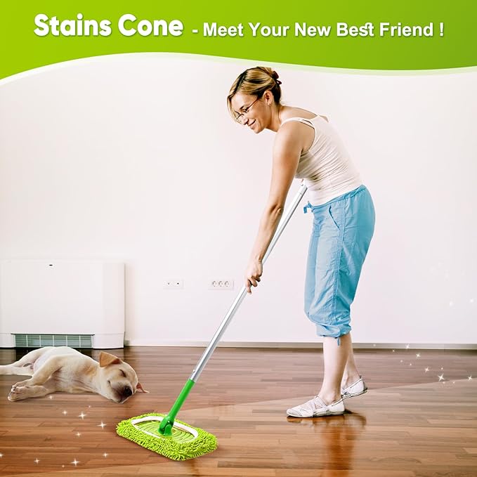 6-Pack Reusable Microfiber Mop Pads Compatible with Swiffer Sweeper, Dry & Wet Sweeping Cloths - Washable Wet Pads Refill for Multi-Surface/Hardwood Floor Cleaning -Fluorescent Green