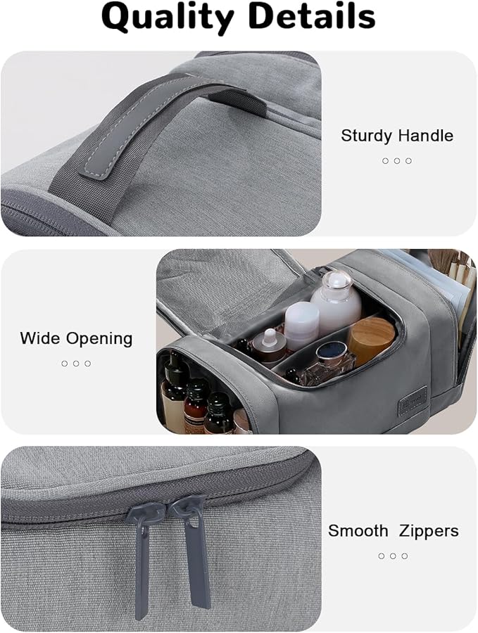 Waterproof Small Toiletry Bag for Men, Travel Toiletry Organizer Shaving Bag for Toiletries Accessories, Suitable Capacity Dopp Kit for Travel-Sized Essentials, Grey