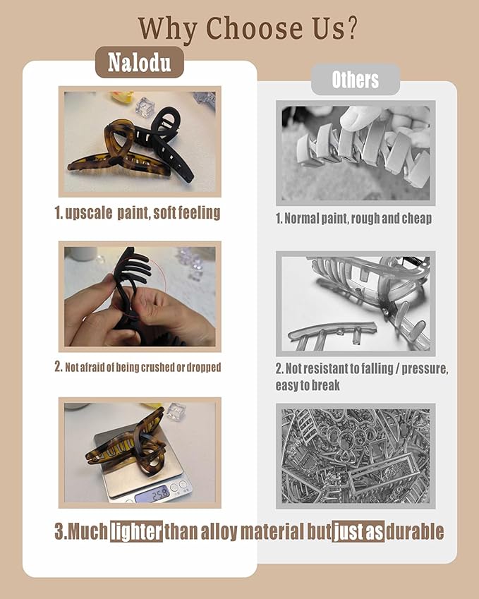 5 Inch Extra Large Claw Clips, 13 cm No Slip Matte Jumbo XL Hair Clips for Thick Long Curly Hair, Big Hair Claw Clips, 2 Pack