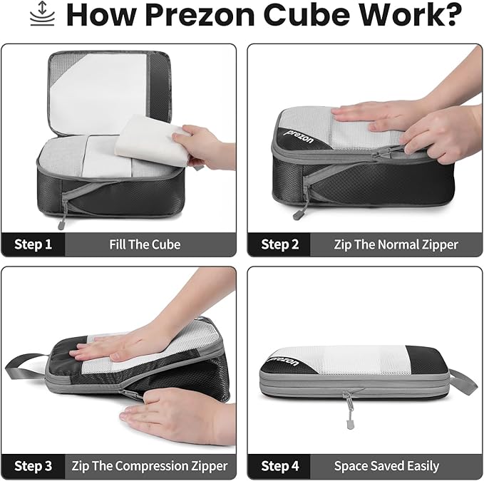 8 Set/6 Set/4 Set Compression Packing Cubes for Travel, Lightweight Vacation Travel Essentials, Travel Accessories for Suitcase Organizer Bags Set, Durable Luggage Organizer