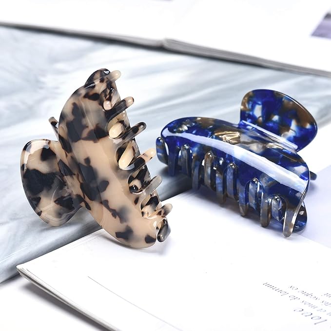 3 Packs Women Medium Hair Clips Tortoise Claw Clips Celluloid Jaw Clips Leopard Print Hair Clamps Fashion Hair Accessories