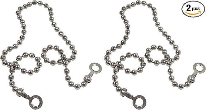 Danco, Inc. 80039 Stopper Bead Chain, 15 in L, Stainless Steel, Chrome Plated, Replacement (Pack of 2)