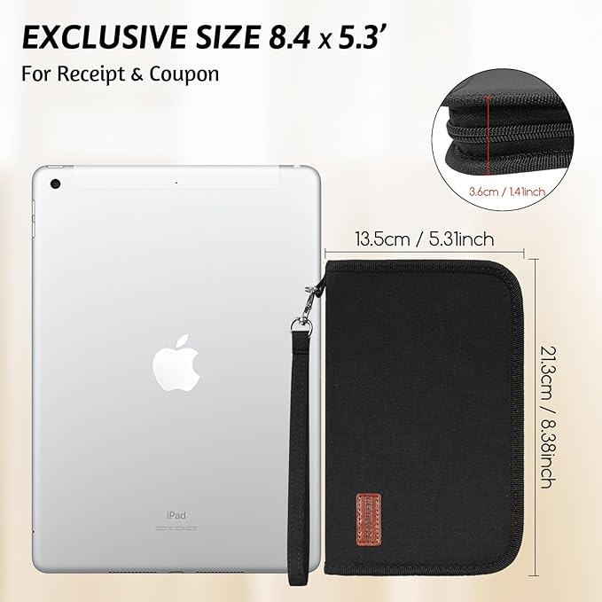 Receipt Coupon Organizer,13 Pocket Mini Accordion File Organizer with Card Holder,Expandable Ticket Storage & Card Case with Sticky Label,for Purse,Home,Car Glovebox,Zipper Closure,8.4 x 5.3in