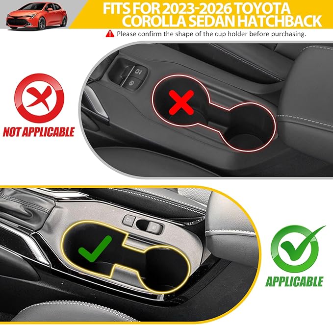 Cup Holder for 2023-2026 Toyota Corolla Sedan Hatchback Center Console Cup Holder Insert Cupholder Organizer Coaster Liner for 23-26 Corolla Interior Accessories