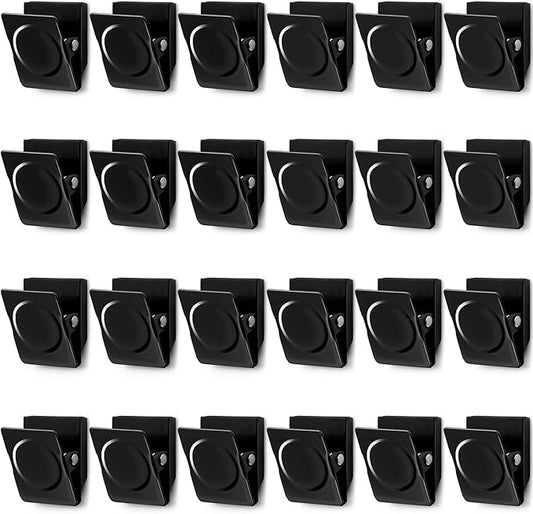 VNDUEEY 24Pcs Strong Whiteboard Magnets Magnetic Clips Heavy Duty, Refrigerator Magnets, Black Metal Magnet Clips for Home, Office, Classroom Teacher Supplies