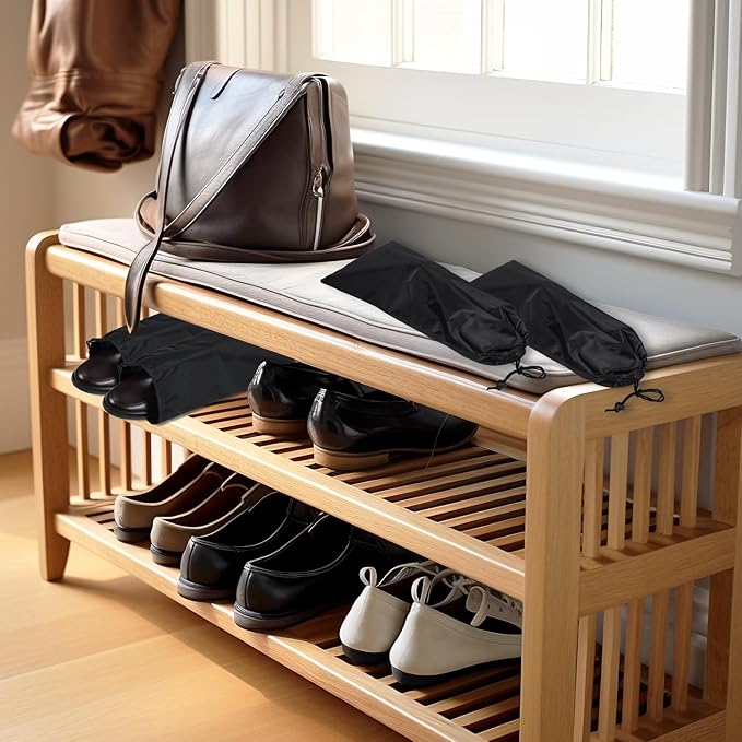 20 Pack Dust Bags For Shoes, Fabric Shoes Bags For Travel, Shoe Bag With Drawstring, Reusable Single Shoe Pouch For Protecting And Storing Shoes, Shoe Dust Bags For Men Women, Black