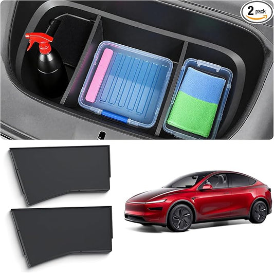 cybtkcar 2PCS Front Trunk Partition for Tesla Model Y Juniper 2025 2026 Frunk Partition Tpe Front Trunk Organizer Dividers Model Y Accessories for Supermarket Daily Travel Goods Storage Separation