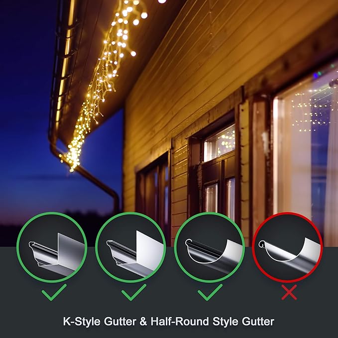 Holiday Light Clips Christmas Light Clips Outdoor Hang Gutter Hooks for Christmas Decoration String Lights Weatherproof Outdoor Lights Clips for Halloween Xmas (100 Pieces)
