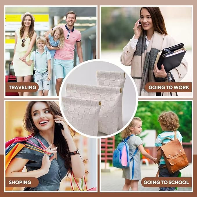 3PCS Small Makeup Bag for Purse，Waterproof Leather Portable Mini Makeup Bag,Snap Closure Organizer Pouch for Coin Cards Jewelry Lipstick Cosmetic Accessories，Small Travel Kit Storage Pouch