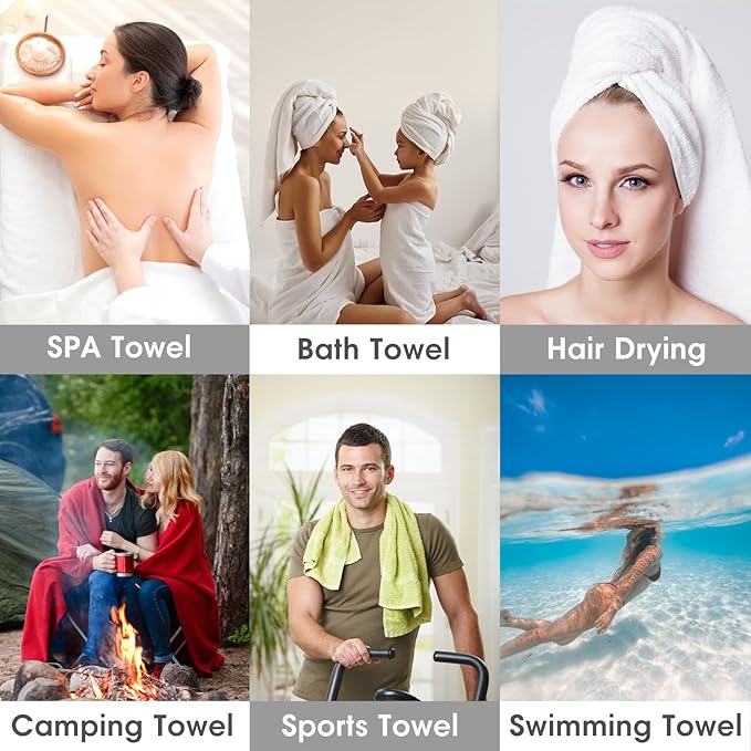 JML Microfiber Bath Towels, Bath Towel 4 Pack(30" x 60"), Oversized, Soft, Super Absortbent and Fast Drying, Multipurpose Use for Sports, Fitness, Yoga, Green-Floral Embossed