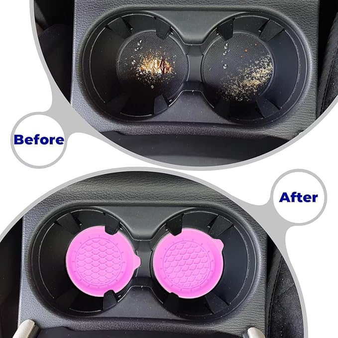 2 PCS Car Cup Coasters, Universal Cup Holder Coaster for Car Accessories, CupHolders Insert for Women Non-Slip Silicone Car Cup Holder Coasters